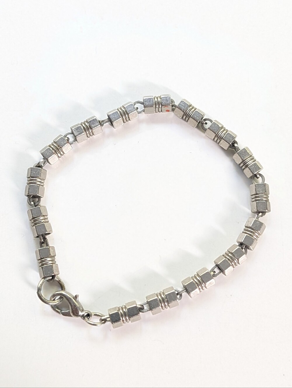 Vintage Silver Tone Y2K 90s Silver Tone Beaded Boho Industrial Bracelet